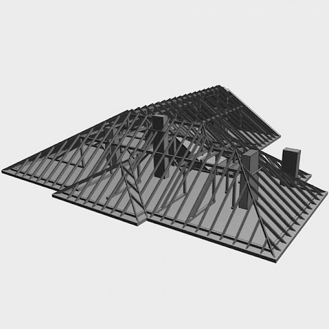 3D Modell eines Dachstuhls nach dem Laserscanning